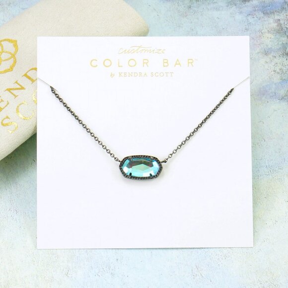 Kendra Scott Elisa Dichroic Necklace Gunmetal Tone - Picture 1 of 5